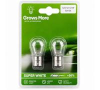 GROWS MORE 382 P21W Car Bulbs 12V 21W BA15S - Universal Replacement Indicator, Brake, Reverse, Tail & Rear Fog Light Bulbs - Standard Halogen Auto Bayonet Bulbs Twin Pack for Cars, Vans & Motorcycles