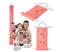 Growscroll Modern Kids Growth Chart for Wall - Unique Height Chart for Boys & Girls - Handcrafted Using Canvas & Hard Types of Wood - Makes A Great Collectible Or Family Heirloom - Khaki