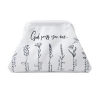 GROWSTEADY God Says You Are Cosmetic Bag,Christian Makeup Bag Bible Verse Floral Bible Verse Makeup Case for Women,Inspirational Cosmetic Bag,Sister Gifts,Affirmations Gifts, White