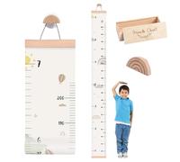 Growth Chart for Kids, Removable Kids Height Wall Chart with Wooden Box - Waterproof Canvas Measure Wall Ruler, Suitable for Baby, Children & Girls Bedroom Decor