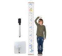 Growth Chart for Kids - Wood Frame Height Measure, Fabric Canvas Ruler | Removable Wall Hanging, Magnetic Height Chart, Name Option, Dorm Room Decor, Kids Bedroom, Educational Room Measuring Tool