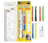 Growth Chart, Height Chart, Doodle Height Measurement Sticker, Decorative Growing Wall Sticker for Playroom in Classroom for Kids Nursery