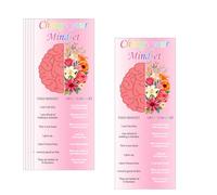Growth Mindset Inspirational Bookmarks, Pink Floral Brain Design, 5.91 x 2.36 Inch, 100 Pack, Motivational Quotes for Students, Teachers, Classroom Rewards