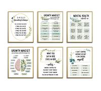 Growth Mindset Posters for Classroom Elementary-School Counselor Supplies Decor-Therapists Therapy Office Decor,Counseling Office Must Haves,Mental Health Inspirational Posters for Nursery Dorm Decor