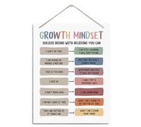 Growth Mindset Sign, Rustic Hanging Wood Plaque Signs, Mental Signs, Motivational Office Decor, Home Classroom Decor, Calming Corner Decoration, Psychologist Office Decoration, Challenge Negative