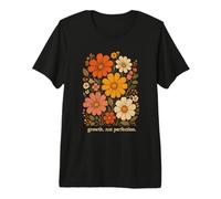Growth Not Perfection Retro Floral Distressed Motivational Premium T-Shirt