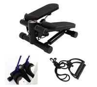 GrowVid Black Stair Stepper with Resistance Bands and Mat, Silent Mini Stepper, 330 lbs Capacity, Digital Display, Suitable for Home Fitness