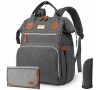 GROWZELT Large changing backpack including changing mat and cool bag, fashionable changing bag with plenty of storage space, water-repellent changing backpack large for baby travel and everyday life