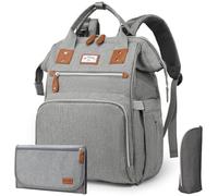 GROWZELT Large changing backpack including changing mat and cool bag, fashionable changing bag with plenty of storage space, water-repellent changing backpack large for baby travel and everyday life
