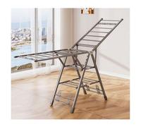 Groyells Folding Clothes Airer, 3 Layer Standing Dryer with 6ft Adjustable Wings Shoe Rack and Wheels Free Standing Clothes Airer for Indoor Outdoor Use Carbon Steel
