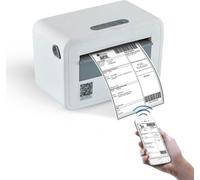 Grozziie Bluetooth Thermal Shipping Label Printer with Label Holder, 4x6 Thermal Printer for Small Business, Support Android, iPhone, USB for Windows, Mac | White