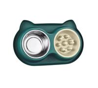 GRPET Ant-Proof Cat Bowls - Anti Sling Bowl Cat Set Slow Feeding Leak-Proof Feeding Bowl for Cats Dogs Green