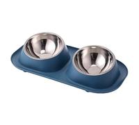 GRPET Double Cat Bowls and Feeding Bowls, Raised Stainless Steel Bowl, Tilted Feeding Bowl and Feeding Bowls, Feeding Bowls for Dogs and Cats, Blue
