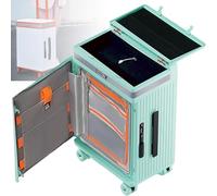 Grpquatsch 20 In Aluminium Frame Hardside, 4 Wheels Lightweight Hard Shell Large, Shell Hand Luggage Travel Trolley Case, Airline Approved Hand Luggage Desk-Green