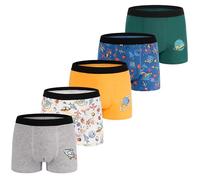 GRPSKCOS Boys Boxer Shorts 5 Packs Boys Underpants Cotton Breathable Underwear Briefs 8-14 Years (02 Rocket Planet, 11-12 Years)