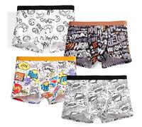 GRPSKCOS Boys Underwear, 4 Pack Boys Boxer Shorts Kids Youth Soft Cooling Underpants(01 Graffiti, 9 Years)