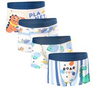 GRPSKCOS Boys Underwear, 4 Pack Toddler Kids Boxer Shorts Soft Cotton Dinosaur Boys Underpants(01 Dinosaur planet, 6-8 Years)