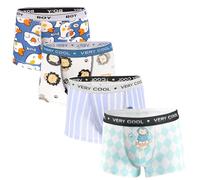GRPSKCOS Boys Underwear, 4 Pack Toddler Kids Boxer Shorts Soft Cotton Dinosaur Boys Underpants(02 Astronauts and animals, 8-10 Years)