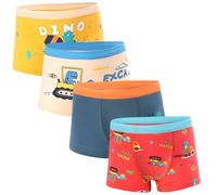 GRPSKCOS Boys Underwear, 4 Pack Toddler Kids Boxer Shorts Soft Cotton Dinosaur Boys Underpants 2-10 Years