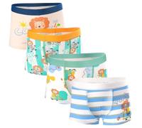 GRPSKCOS Boys Underwear, 4 Pack Toddler Kids Boxer Shorts Soft Cotton Dinosaur Boys Underpants 2-10 Years