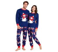 GRPSKCOS Couple Christmas Pyjamas Adults Santa Christmas Pajamas Long Sleepwear Matching Pjs Set Xmas for Men Women（03 Scarf Snowman, Women,XL