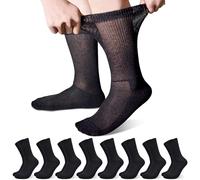 GRPSKCOS Diabetic Socks for Men 8 Pairs Men Extra Wide Socks Comfortable Wide Crew Socks for Swollen Feet Legs(#2 Black*8, 6-9)