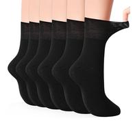 GRPSKCOS Men Crew Socks, 6 Pairs Non Binding Comfortable Socks Seamless Toe Extra Wide Sock Women Men(#3 Black, 9-11)