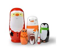 GRPSKCOS Russian Nesting Dolls Santa- Matryoshka Christmas Dolls 6pcs Russian Snowman Handmade Wooden Toys Birthday Wishing Gift for Kids Toddler Children