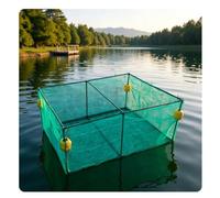 GRRICEPL Fishing Bait Trap, Floating Fish Cage, Portable Folded Fishing Nets for Minnow Crab Shrimp Crawdad, Suitable for Crayfish And Fish Breeding(1.2x0.9x0.9 m)