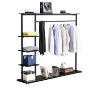 GRRICEPL Heavy-duty Floor-standing Clothing Rack, Three-in-one Clothing Display Stand, Freestanding Coat Rack Portable Clothes Organizer(Black,120x40x155 cm)