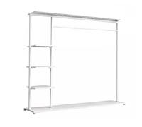 GRRICEPL Heavy-duty Floor-standing Clothing Rack, Three-in-one Clothing Display Stand, Freestanding Coat Rack Portable Clothes Organizer(White,100x40x155 cm)