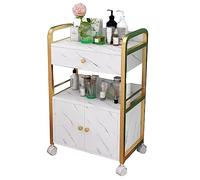 GRRICEPL Salon Trolley Cart With Wheels, Beauty Salon Storage Cabinet, Barber Equipment Cart, With1-Drawer 1 Cupboard (Color : Gold-Gray, Size : 55x33x80cm)