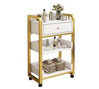 GRRICEPL Salon Trolley With Drawers, Barber Cart Storage Cabinet, Movable Beauty Locker, Beauty Organizer Spa Equipment (Color : White-Gold-B, Size : 80x44x34cm)