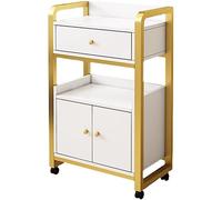 GRRICEPL Salon Trolley With Drawers, Barber Cart Storage Cabinet, Movable Beauty Locker, Beauty Organizer Spa Equipment (Color : White-Gold-C, Size : 80x44x34cm)
