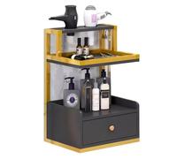 GRRICEPL Wall-Mounted Beauty Salon Trolley Cart, Barber Stations Storage Cabinet For Hair Stylist, Salon Trolley For Salon Stations, Two Hair Dryer Holders (Color : Black-A, Size : 40x30x60cm)