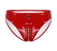 GRRKDFQ Sexy Underwear Female Naughty Crotch Zipper Erotic Panties,Red B,XXL