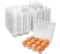 GRRONZEE 60 Pack Plastic Egg Cartons Cheap Bulk 1 Dozen Clear Empty Egg Cartons for Chicken Eggs, Reusable Egg Carton for Home Ranch Chicken Farm, Commercial Business Market Display, 3x4 Grids, Large