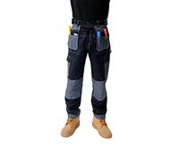 GRS Multi Pockets Mens Combat Cargo Work Trousers with Knee Pad Pockets, Black, 36" Waist - Long
