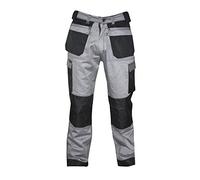 GRS Multi Pockets Mens Combat Cargo Work Trousers with Knee Pad Pockets, Grey, 50" Waist - Long