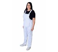 GRS Woman Ladies Bib and Brace Dungarees Coveralls Overalls, Woman Fancy Dress Overalls, White, 5XL 24"
