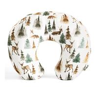 GRSSDER Nursing Pillow Cover Stretchy Minky Removable Nursing Covers for Breastfeeding Pillows, Ultra Soft Comfortable Slipcover for Boy and Girls, Stylish Watercolor Forest Deer and Leaves