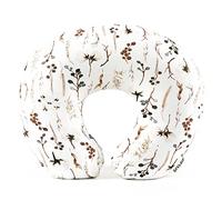 GRSSDER Nursing Pillow Cover Stretchy Minky Removable Nursing Covers for Breastfeeding Pillows, Ultra Soft Comfortable Slipcover for Boy and Girls, Stylish Pretty Flora, Beige