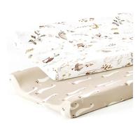 GRSSDER Stretch Ultra Soft Jersey Knit Changing Pad Cover Set 2 Pack, Change Table Pad Covers Fit 32"/34" x 16" Pads Safe and Snug, Pretty Pattern for Baby, Happy Party