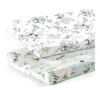 GRSSDER Stretch Ultra Soft Jersey Knit Changing Pad Cover Set 2 Pack, Change Table Pad Covers Fit 32"/34" x 16" Pads Safe and Snug, Pretty Pattern for Boys and Girls