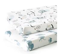 GRSSDER Stretch Ultra Soft Jersey Knit Changing Pad Cover Set 2 Pack, Change Table Pad Covers Fit 32"/34" x 16" Pads Safe and Snug,