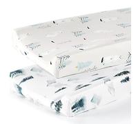 GRSSDER Stretch Ultra Soft Jersey Knit Changing Pad Cover Set 2 Pack, Change Table Pad Covers Fit 32"/34" x 16" Pads Safe and Snug, Cute Wild Forest Mongooses for Baby