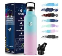 Grsta 1 Litre Sports Water Bottle - Stainless Steel, Leak-Proof, With Straw, Thermos Flask, BPA-Free, For Sports