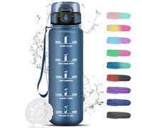 Grsta 1 Litre Sports Water Bottle with Filter, Leak-Proof, Wide Mouth, Carrying Loop, Perfect for Sports, Travel, School, Yoga, Fitness, Outdoor
