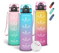 Grsta 1 Litre Water Bottle, Motivational Water Bottles, Gym Water Bottle with Time Indicator, Easy to Carry, Leak-proof Graduated Bottle for Office, Outdoor, Yoga