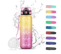 Grsta Children's Water Bottle, 0.5 Litres, Water Bottle for Carbonated Drinks, Can Be Carried, Leak-Proof with Filter, for School, Camping, Yellow/Pink